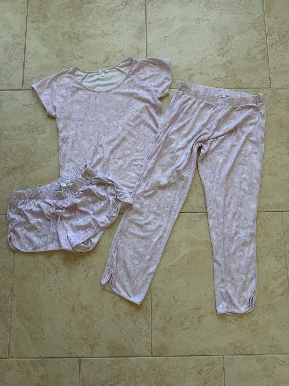 LAKE PAJAMAS PJ Pima Cotton Short Sleeve Pants Shorts Bundle Wildflower Floral